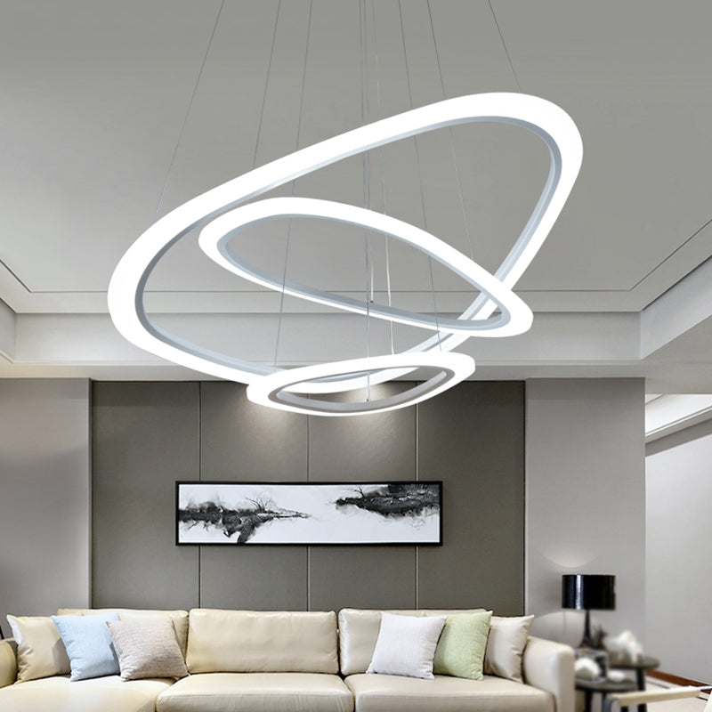 Luces de lámpara de araña de forma de triángulo contemporáneo accesorios de iluminación de araña de metal en blanco