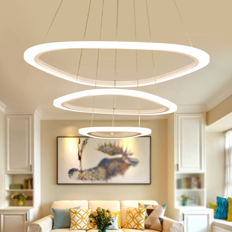 Luces de lámpara de araña de forma de triángulo contemporáneo accesorios de iluminación de araña de metal en blanco