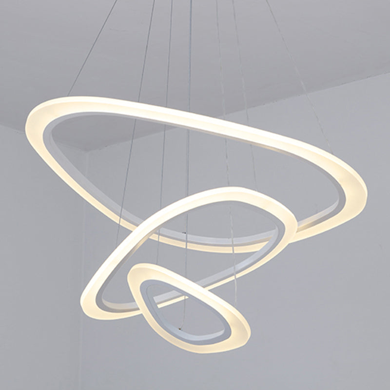 Luces de lámpara de araña de forma de triángulo contemporáneo accesorios de iluminación de araña de metal en blanco