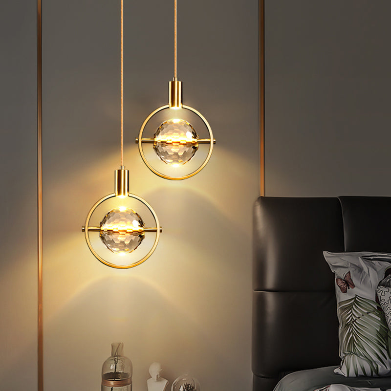 Géométrie Shape Crystal Pendante Light Modern Style Single Light Lampe suspendue en or