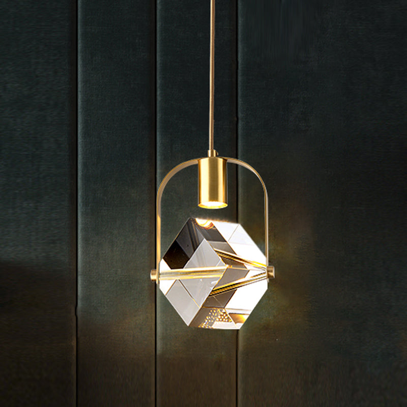 Géométrie Shape Crystal Pendante Light Modern Style Single Light Lampe suspendue en or