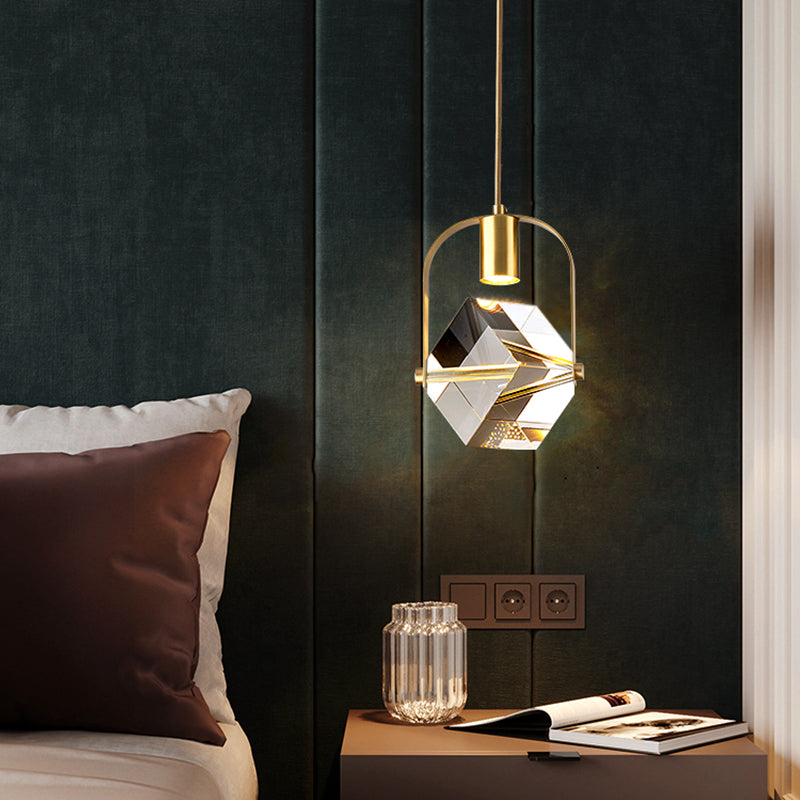 Géométrie Shape Crystal Pendante Light Modern Style Single Light Lampe suspendue en or