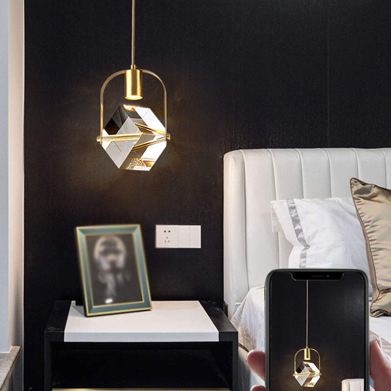 Géométrie Shape Crystal Pendante Light Modern Style Single Light Lampe suspendue en or