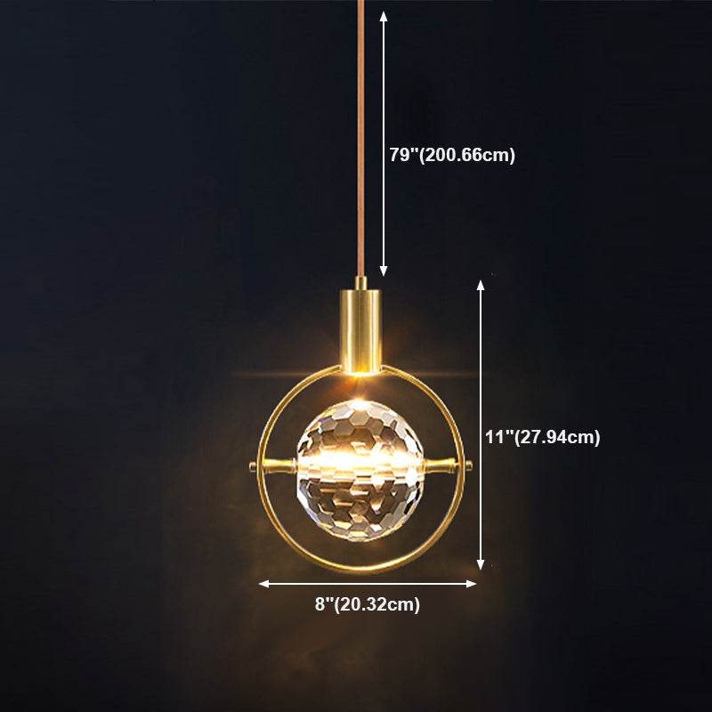 Géométrie Shape Crystal Pendante Light Modern Style Single Light Lampe suspendue en or