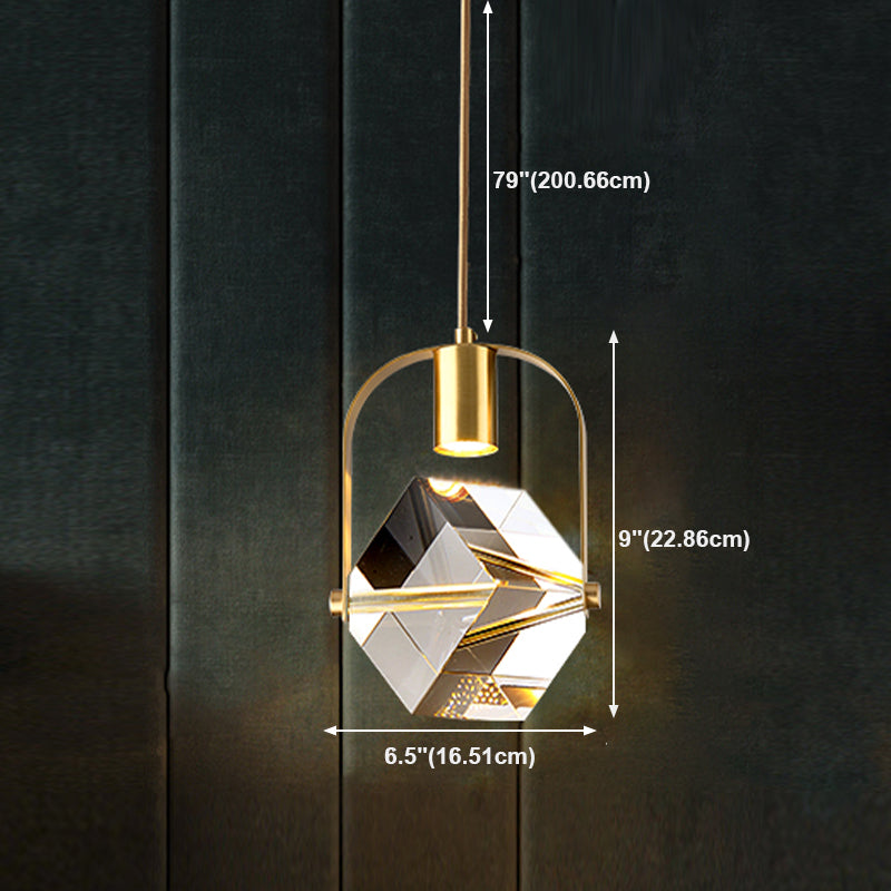 Géométrie Shape Crystal Pendante Light Modern Style Single Light Lampe suspendue en or