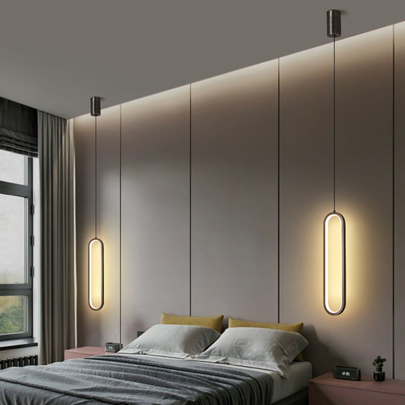 Linear Shape Metal Pendant Light Modern Style 1-Light Hanging Lamp