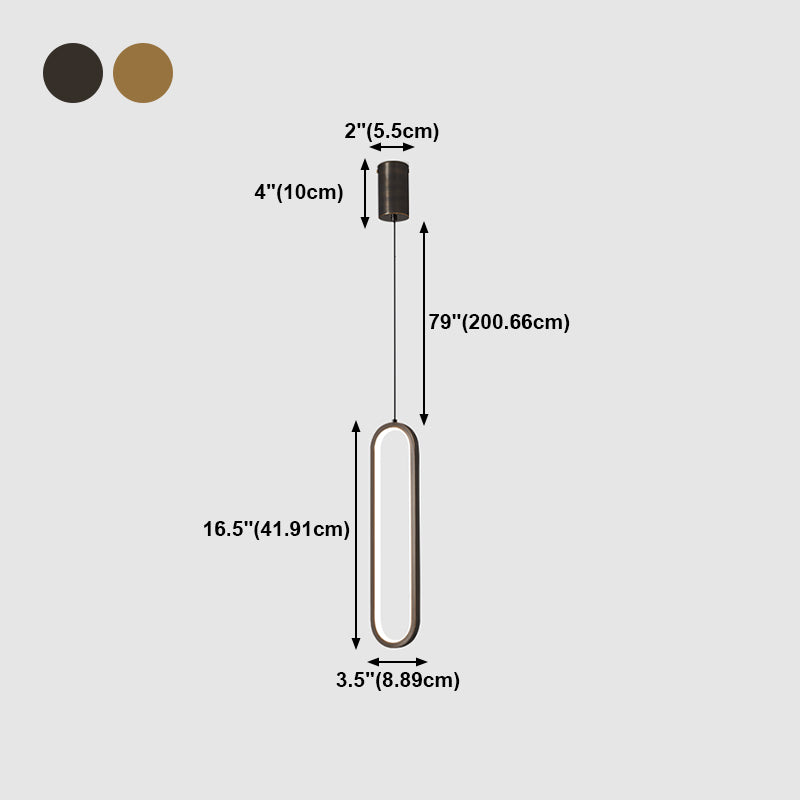 Linear Shape Metal Pendant Light Modern Style 1-Light Hanging Lamp
