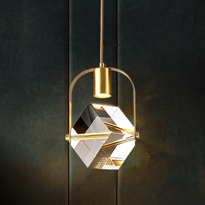 Geometrieform Kristall Anhänger Licht moderner Stil 1 Licht hängende Leuchte in Gold