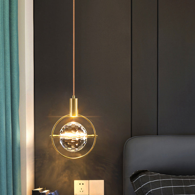 Geometrieform Kristall Anhänger Licht moderner Stil 1 Licht hängende Leuchte in Gold
