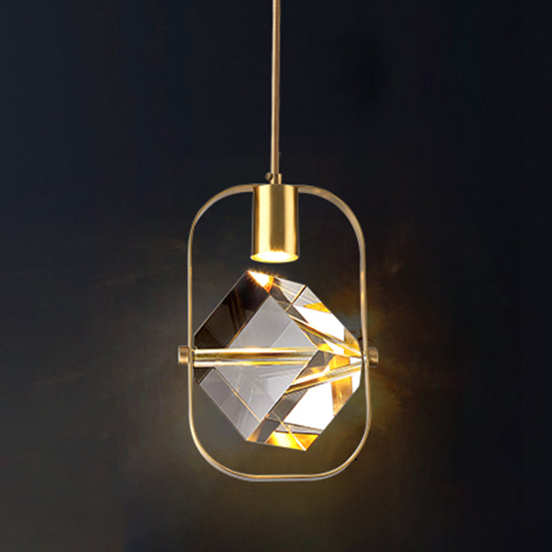 Geometrieform Kristall Anhänger Licht moderner Stil 1 Licht hängende Leuchte in Gold