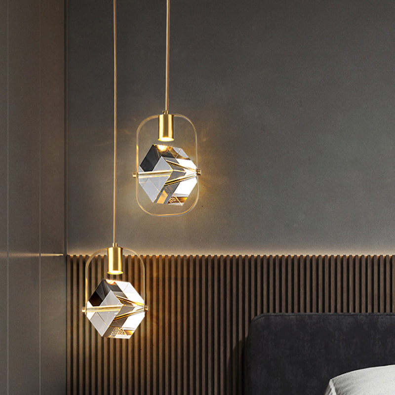 Geometrieform Kristall Anhänger Licht moderner Stil 1 Licht hängende Leuchte in Gold