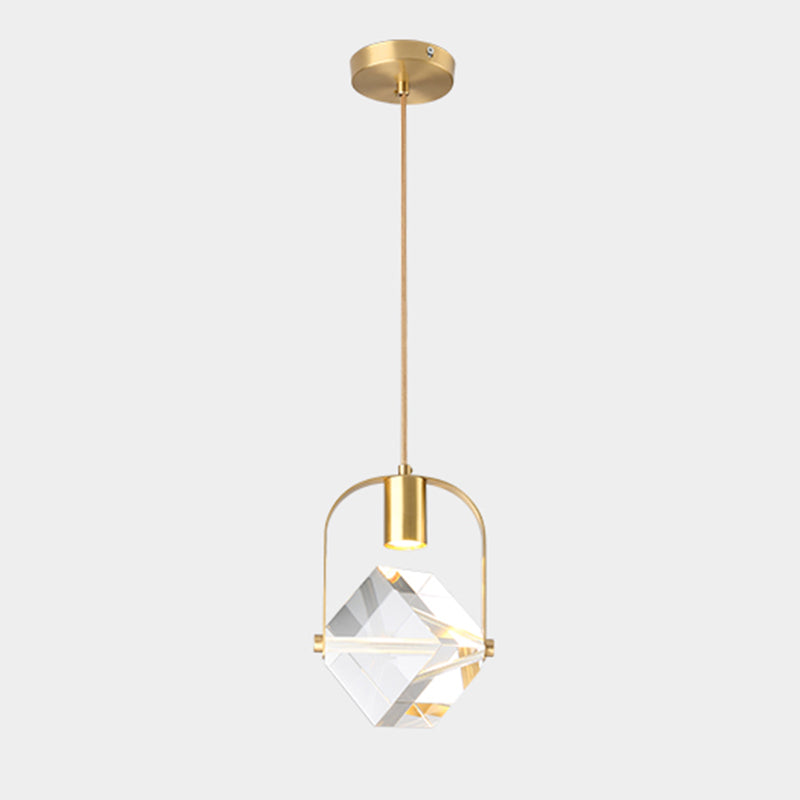 Geometrieform Kristall Anhänger Licht moderner Stil 1 Licht hängende Leuchte in Gold