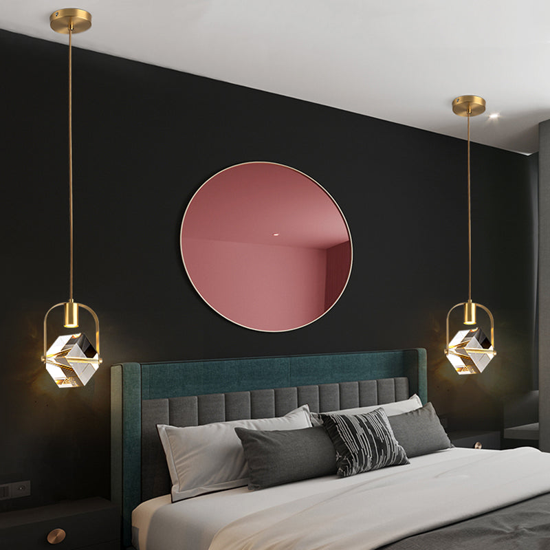 Geometrieform Kristall Anhänger Licht moderner Stil 1 Licht hängende Leuchte in Gold