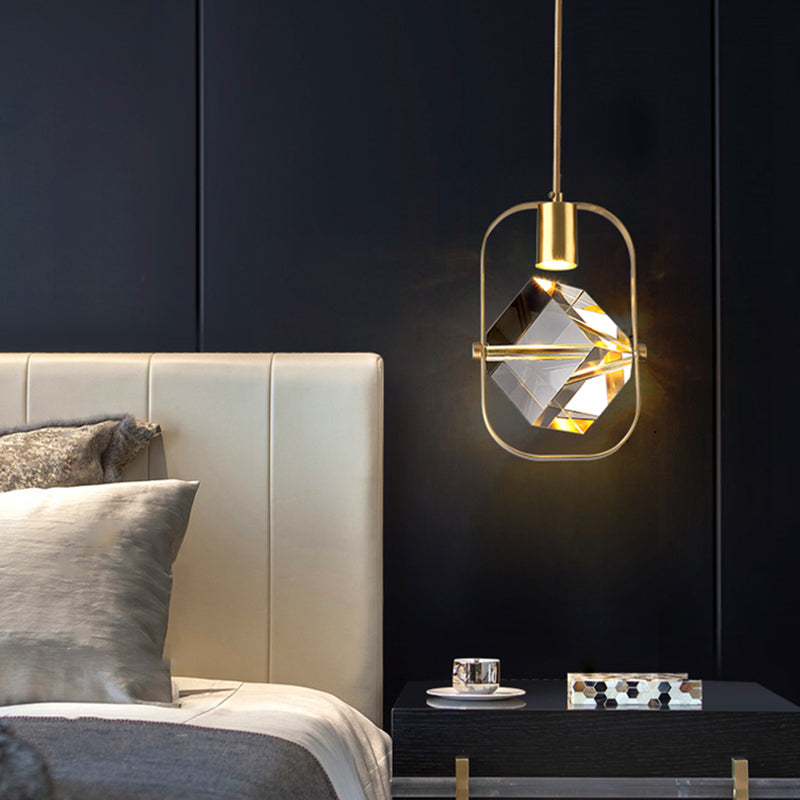 Geometrieform Kristall Anhänger Licht moderner Stil 1 Licht hängende Leuchte in Gold