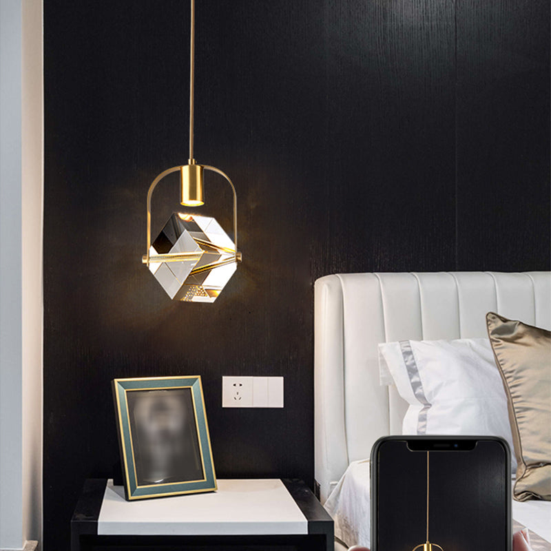 Geometrieform Kristall Anhänger Licht moderner Stil 1 Licht hängende Leuchte in Gold
