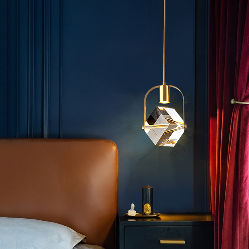 Geometrieform Kristall Anhänger Licht moderner Stil 1 Licht hängende Leuchte in Gold
