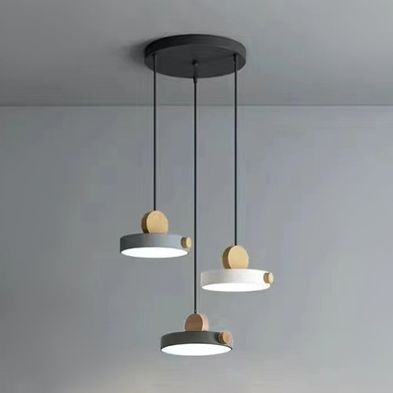 Moderne stijl Round Down Lighting Wood Multi Lights Hangende plafondlampen