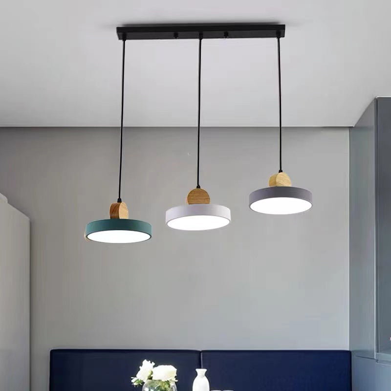 Moderne stijl Round Down Lighting Wood Multi Lights Hangende plafondlampen