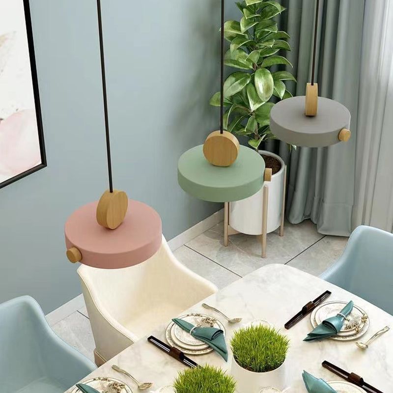 Moderne stijl Round Down Lighting Wood Multi Lights Hangende plafondlampen