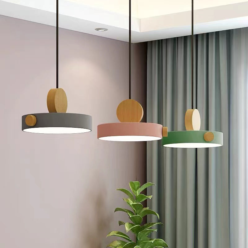 Moderne stijl Round Down Lighting Wood Multi Lights Hangende plafondlampen
