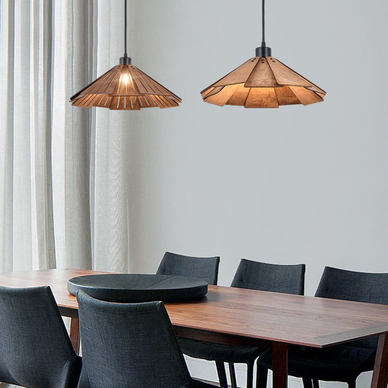 Moderne stijl geometrische down verlichting hout 1 lichte hangende lamp voor eetkamer