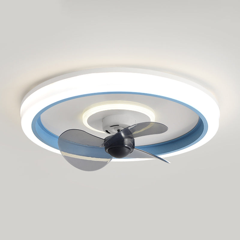 Metal Round Shape Ceiling Fan Modern Style 2 Lights Ceiling Fan Lamp for Bedroom