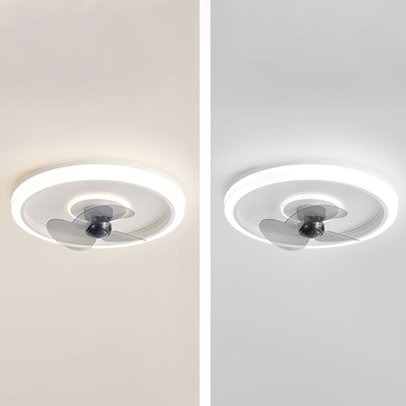 Metal Round Shape Ceiling Fan Modern Style 2 Lights Ceiling Fan Lamp for Bedroom