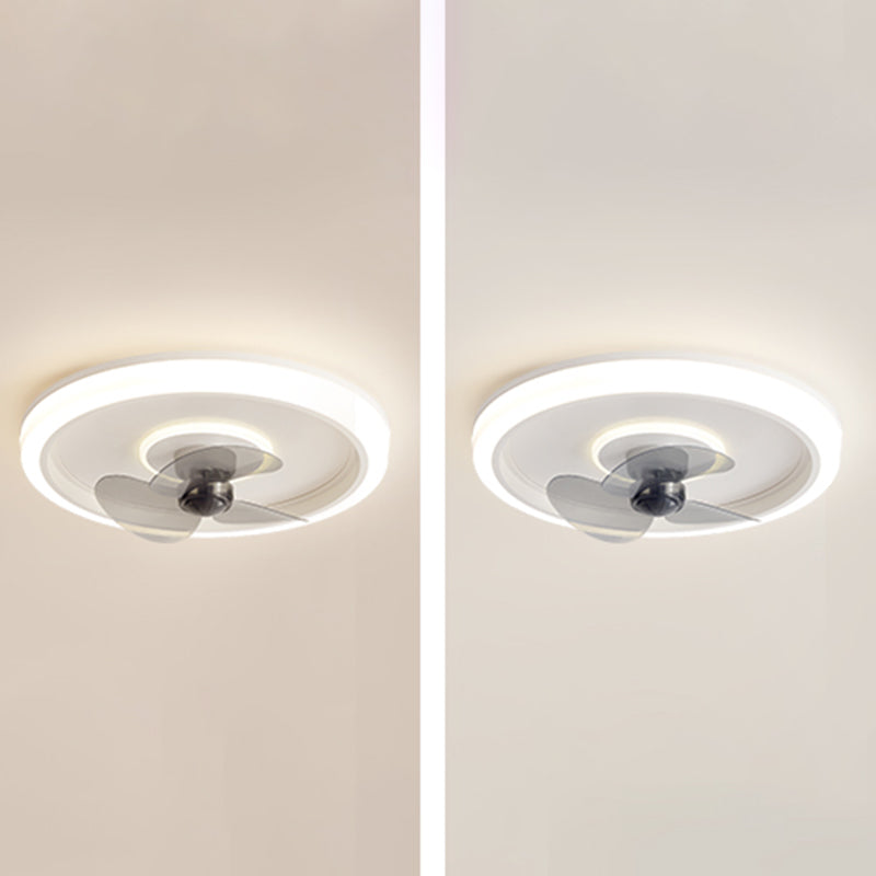 Metal Round Shape Ceiling Fan Modern Style 2 Lights Ceiling Fan Lamp for Bedroom