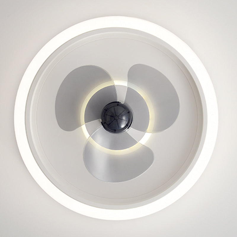 Metal Round Shape Ceiling Fan Modern Style 2 Lights Ceiling Fan Lamp for Bedroom