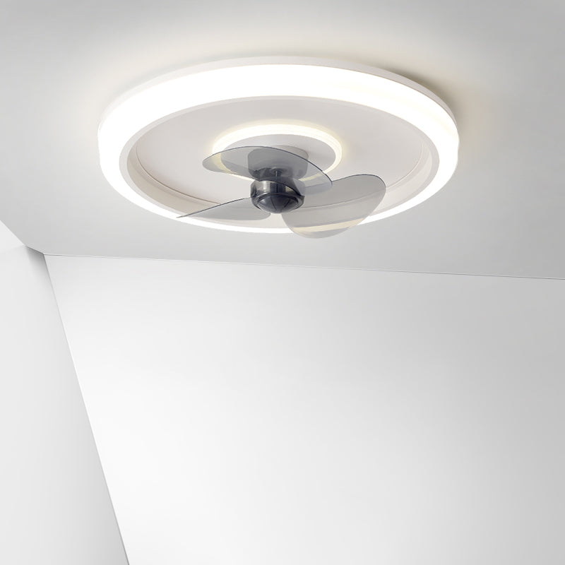 Metal Round Shape Ceiling Fan Modern Style 2 Lights Ceiling Fan Lamp for Bedroom