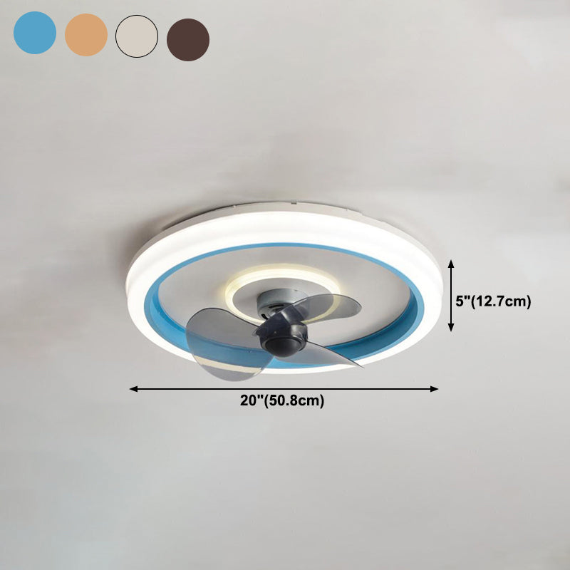 Metal Round Shape Ceiling Fan Modern Style 2 Lights Ceiling Fan Lamp for Bedroom