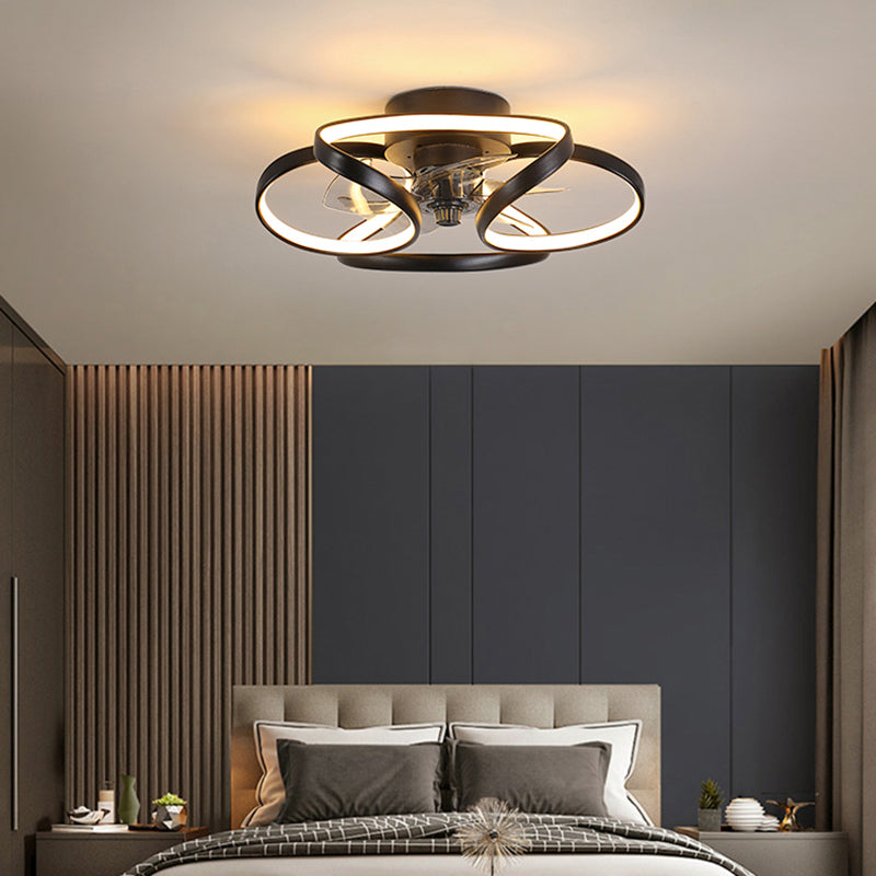 Contemporary Linear LED Ceiling Fan Light Simple Flush Mount Light for Living Room