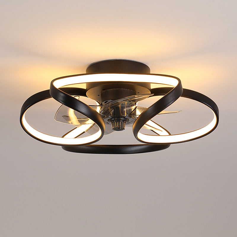 Contemporary Linear LED Ceiling Fan Light Simple Flush Mount Light for Living Room
