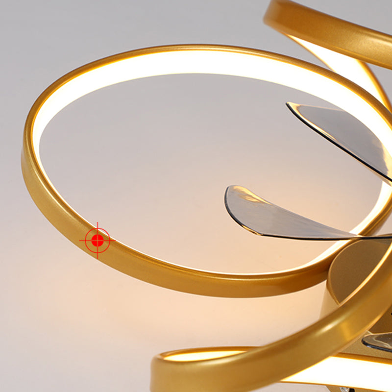 Contemporary Linear LED Ceiling Fan Light Simple Flush Mount Light for Living Room