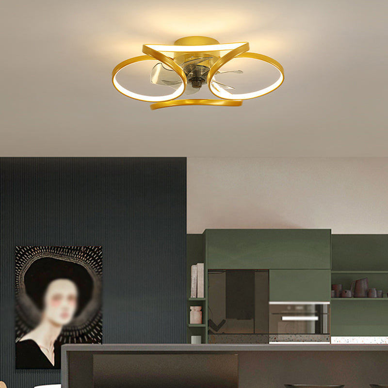 Contemporary Linear LED Ceiling Fan Light Simple Flush Mount Light for Living Room