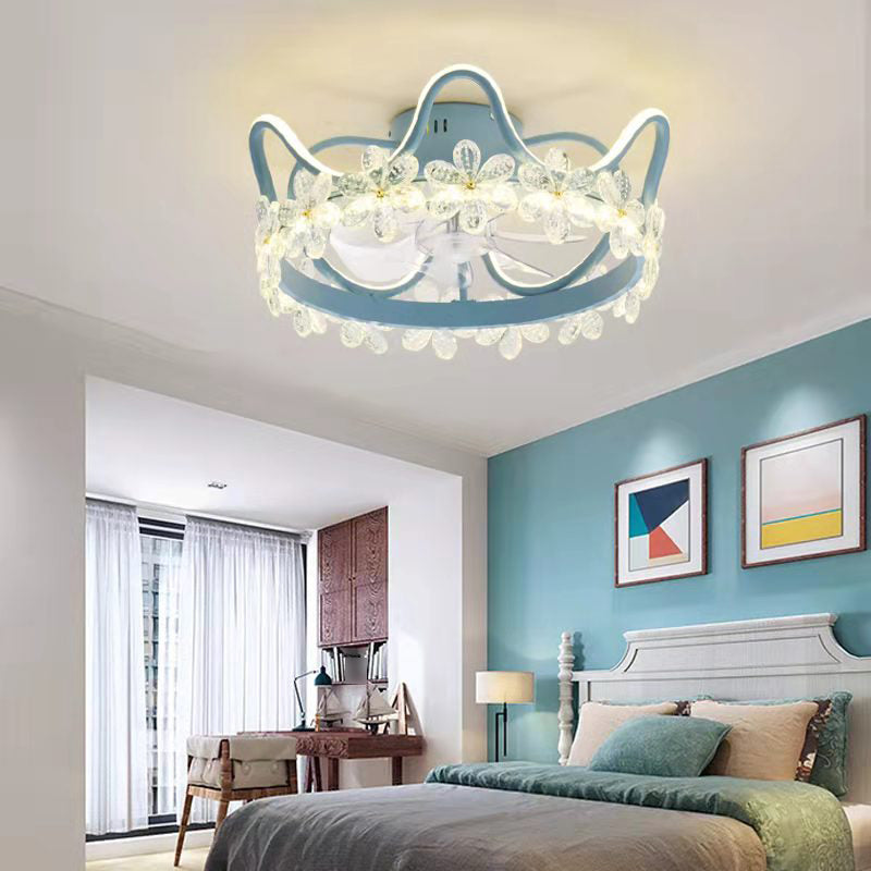 Lampada per ventola a soffitto in stile moderno in metallo 2 ventola a soffitto leggero per camera da letto