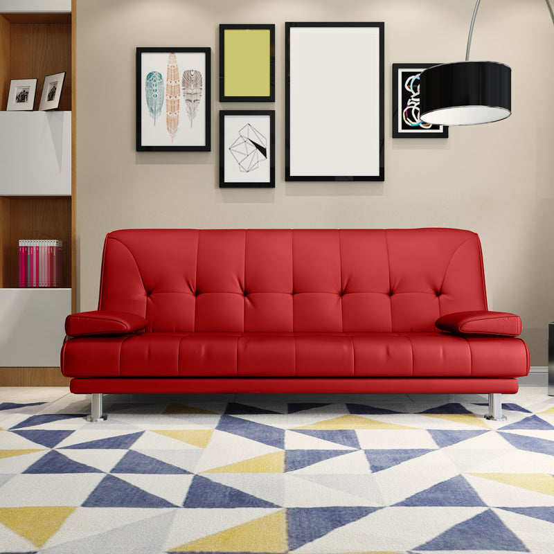 Faux Leather Pillow Top Arm Loveseat with Foldable and Wear-resisting for Living Room