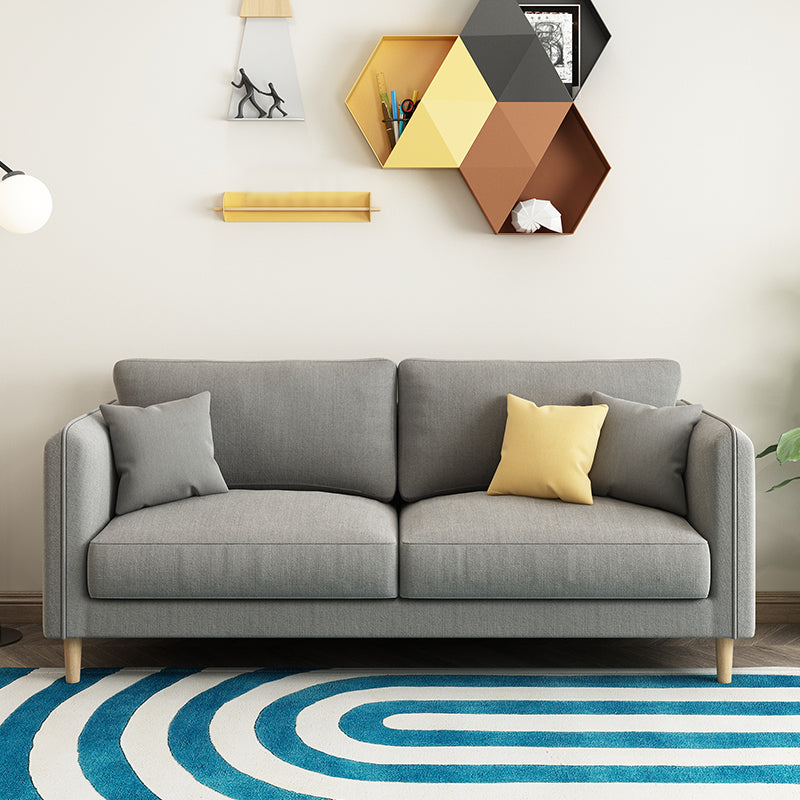 Scandinavian Loose Back Sofa 3-Seat Slipcovered Linen Square Arm Sofa
