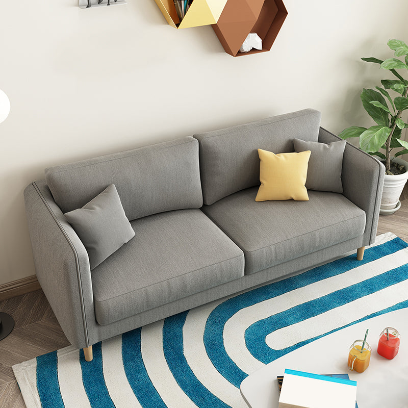 Scandinavian Loose Back Sofa 3-Seat Slipcovered Linen Square Arm Sofa