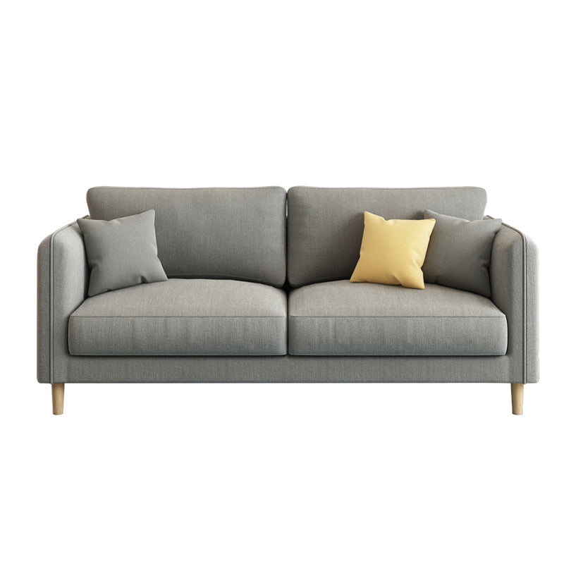 Scandinavian Loose Back Sofa 3-Seat Slipcovered Linen Square Arm Sofa