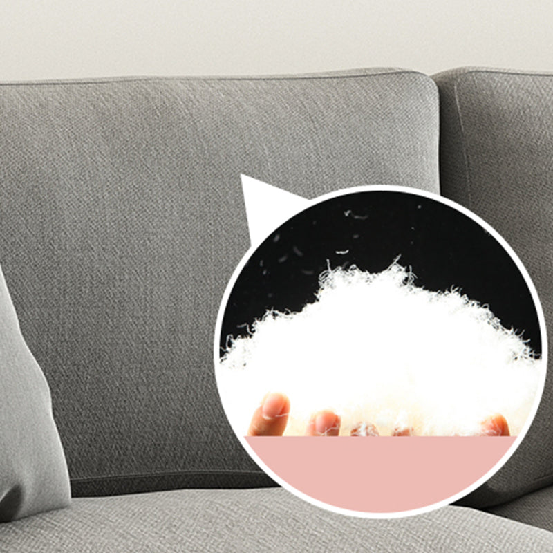 Scandinavian Loose Back Sofa 3-Seat Slipcovered Linen Square Arm Sofa