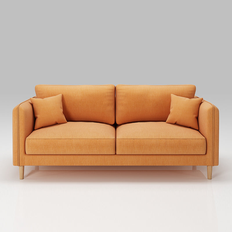 Scandinavian Loose Back Sofa 3-Seat Slipcovered Linen Square Arm Sofa