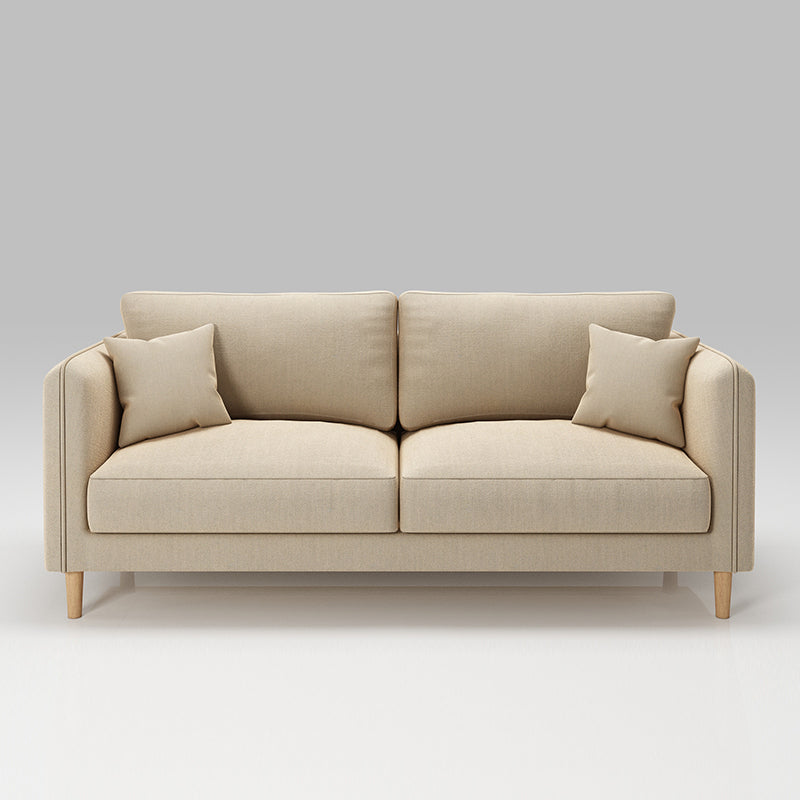 Scandinavian Loose Back Sofa 3-Seat Slipcovered Linen Square Arm Sofa