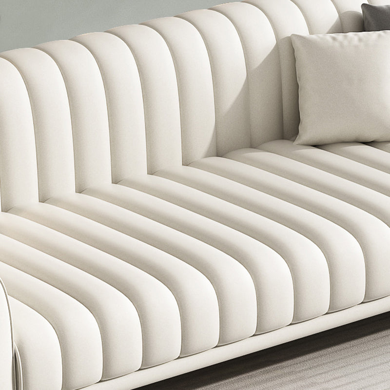 32.67"H Square Arm Water Resistant Solid Color Faux Leather Sofa with Sewn Pillow Back