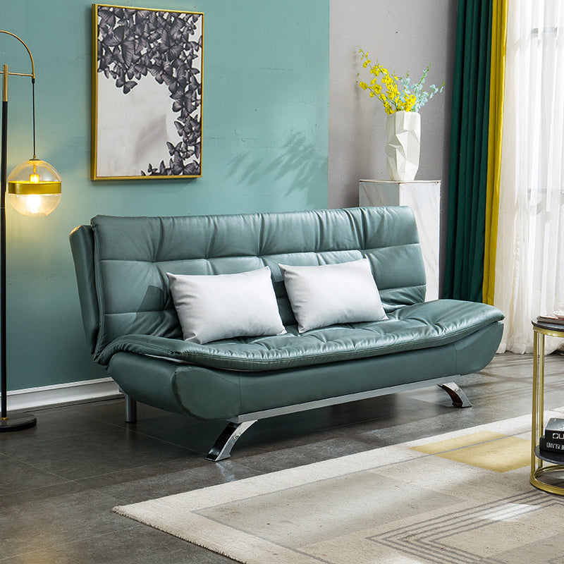 Armless Settee with Faux Leather 21.65" W Convertible Sleeper Sofa for Living Room