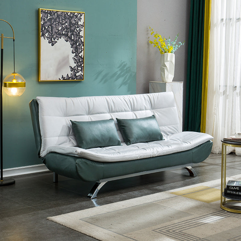 Armless Settee with Faux Leather 21.65" W Convertible Sleeper Sofa for Living Room