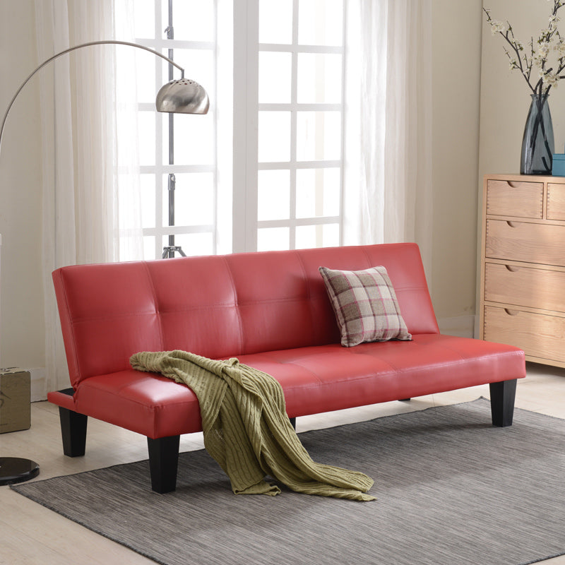 Modern Biscuit Back Faux Leather Sofa with Foldable and Wear-resisting