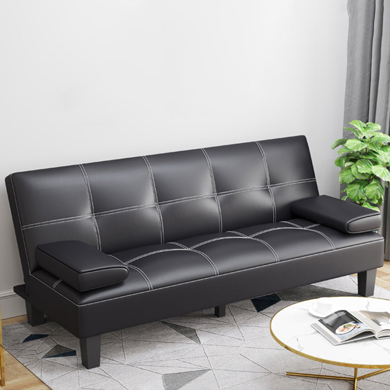 Modern Biscuit Back Faux Leather Sofa with Foldable and Wear-resisting