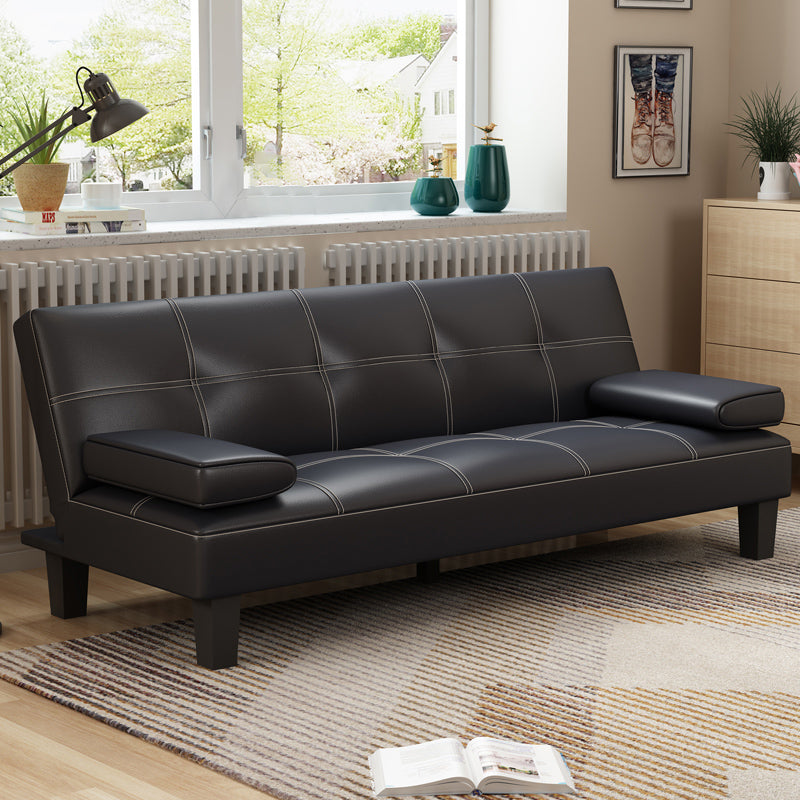 Modern Biscuit Back Faux Leather Sofa with Foldable and Wear-resisting