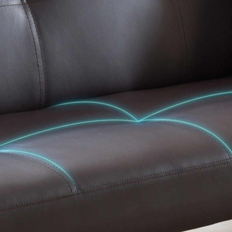 Modern Biscuit Back Faux Leather Sofa with Foldable and Wear-resisting